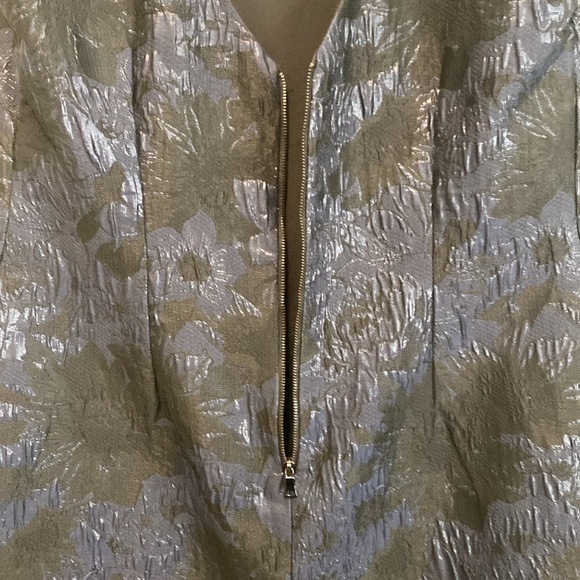 Nicole Miller Black & Navy Metallic Shift Dress with Black Fringe | Size 8 - Picture 8 of 13